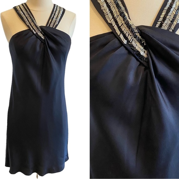 Banana Republic Embellished Halter Neck Silk Mini Slip Belay Dress - Picture 1 of 13